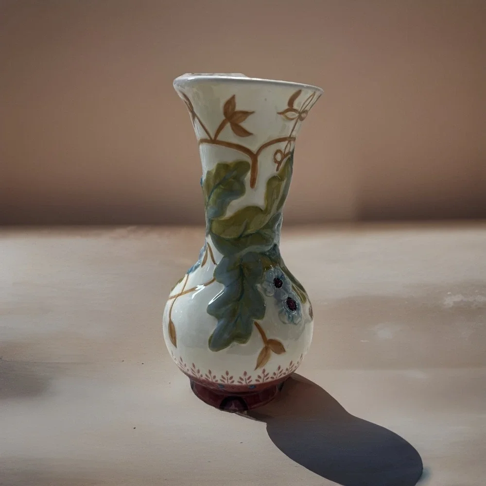 Tracy Potter Hand‎ Painted Floral Bud Vase